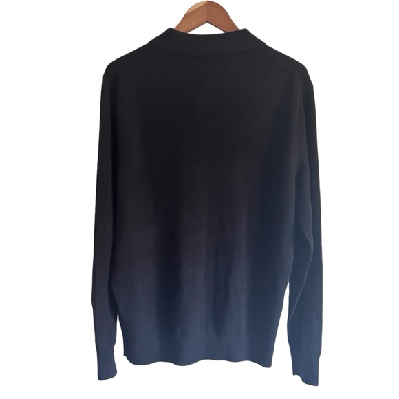 J. Crew Men’s Sz Large 100% Cashmere Collared Polo Sweater Black Long Sleeves - Picture 5 of 9